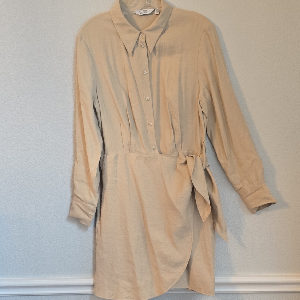 & Other Stories Cream Long Sleeve Shirt Dress Sz10